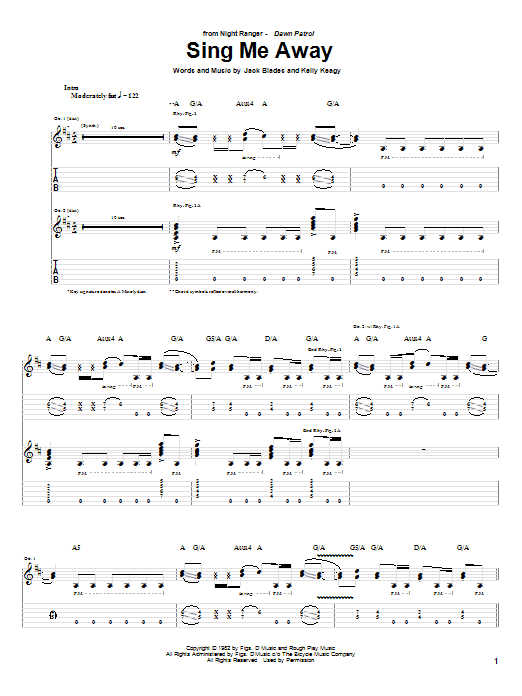 Night Ranger Sing Me Away sheet music notes and chords. Download Printable PDF.