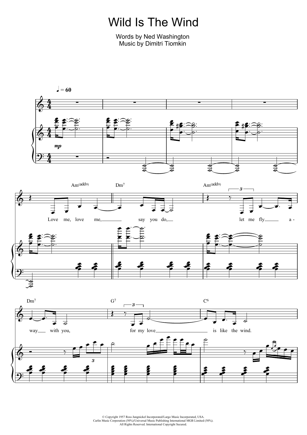 Nina Simone Wild Is The Wind sheet music notes and chords. Download Printable PDF.