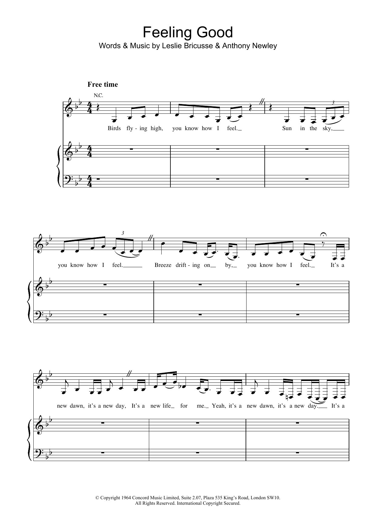 Nina Simone Feeling Good sheet music notes and chords. Download Printable PDF.