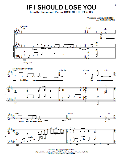 Learn to play Nina Simone If I Should Lose You sheet music for Piano & Vocal in minutes. Nina Simone If I Should Lose You sheet music notes and chords
