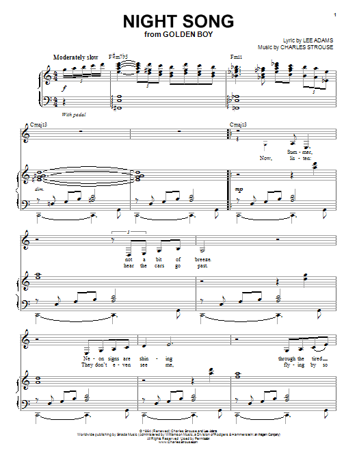 Nina Simone Night Song sheet music notes and chords. Download Printable PDF.