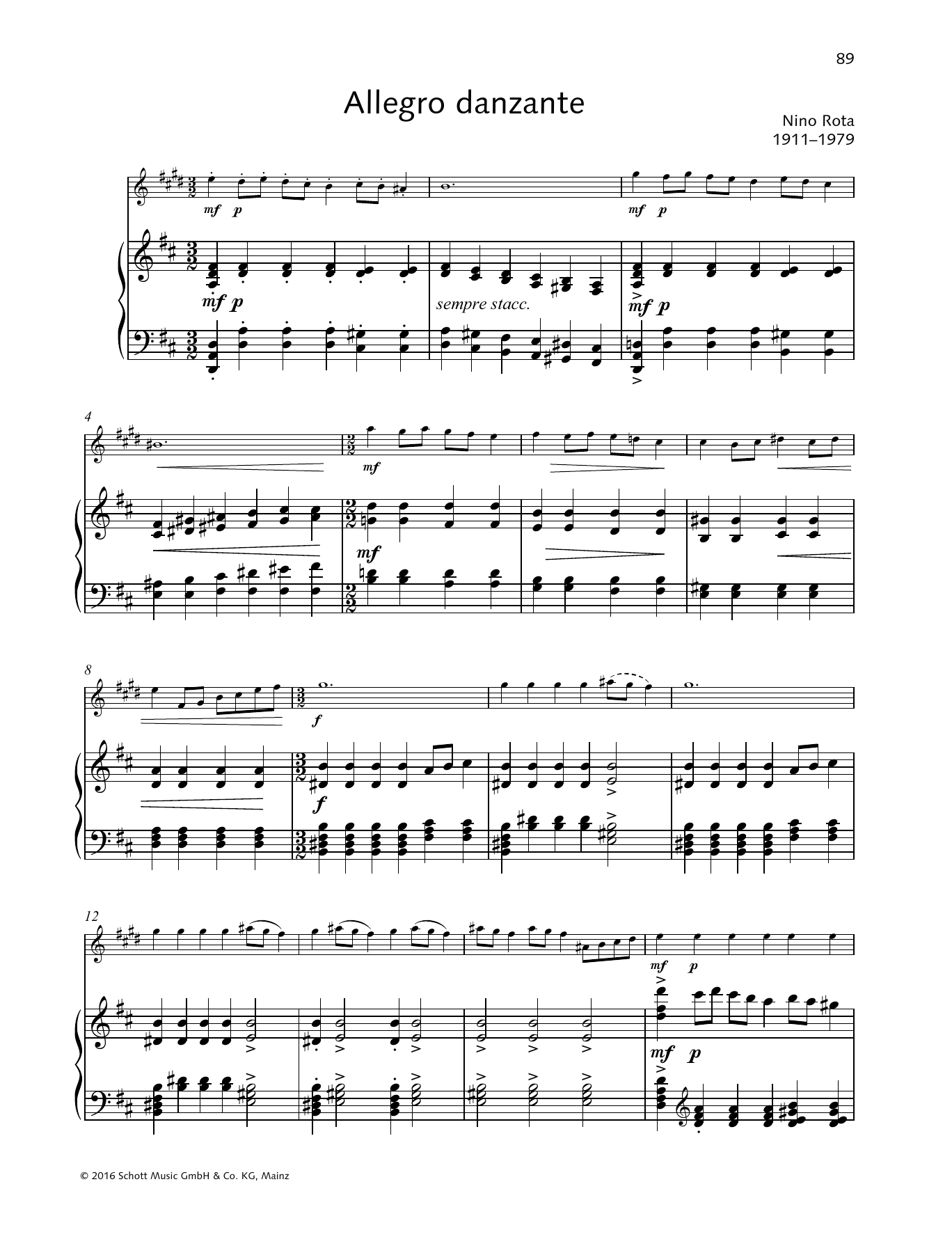Learn to play Nino Rota Allegro danzante sheet music for Woodwind Solo in minutes. Price: 5.9900$ Nino Rota Allegro danzante sheet music notes and chords arranged for Woodwind Solo