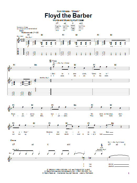Nirvana Floyd The Barber sheet music notes and chords - Download Printable PDF and start playing in minutes.