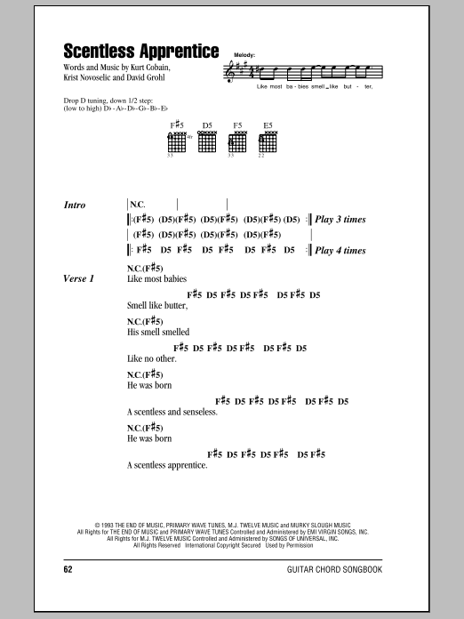 Nirvana Scentless Apprentice sheet music notes and chords. Download Printable PDF.