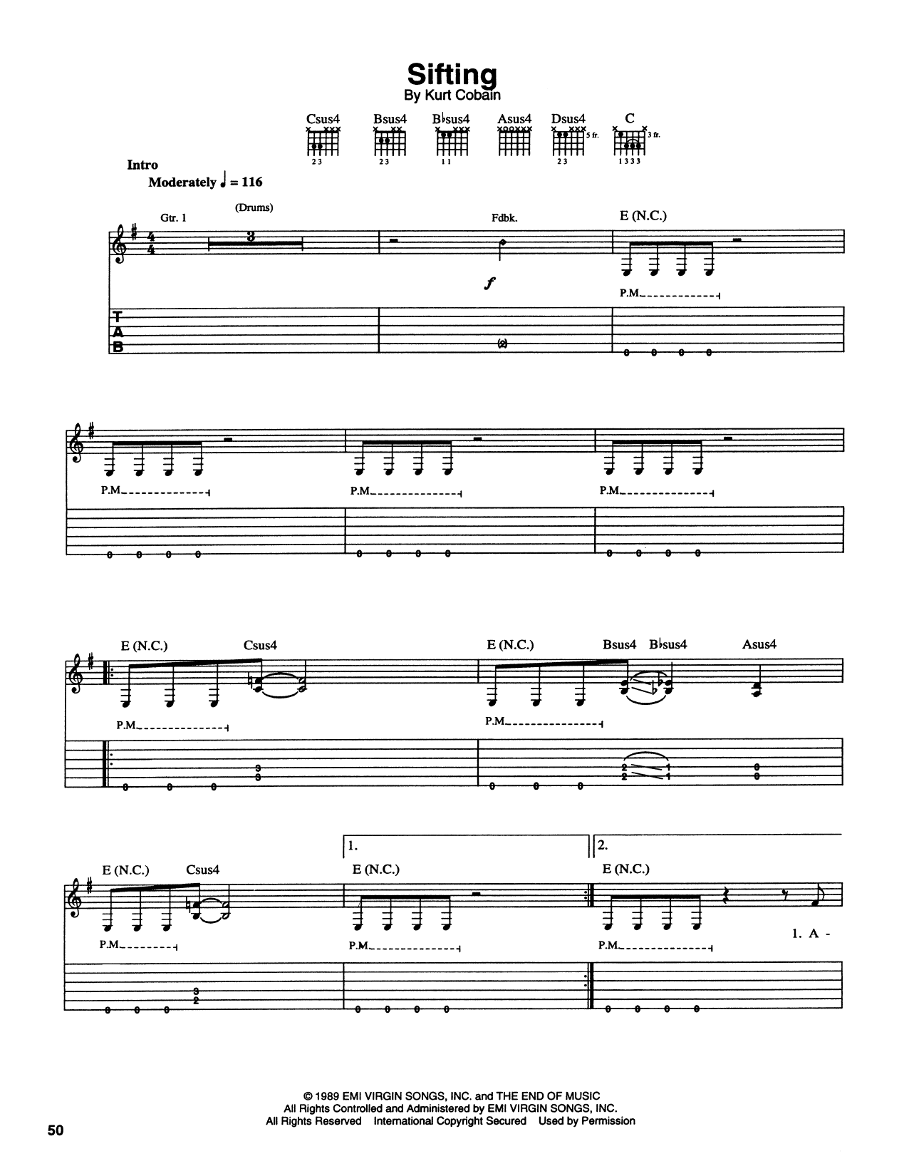 Nirvana Sifting sheet music notes and chords. Download Printable PDF.