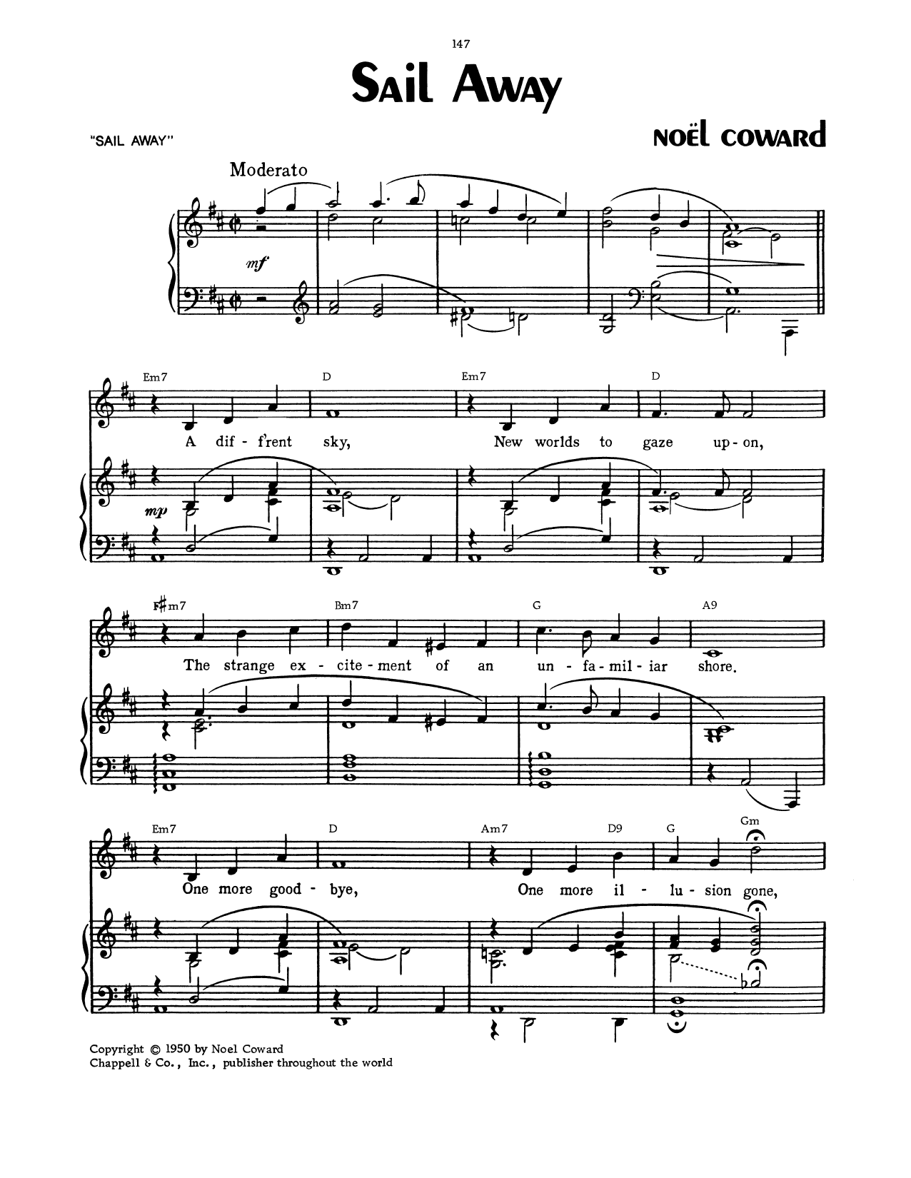 Noel Coward Sail Away sheet music notes and chords. Download Printable PDF.