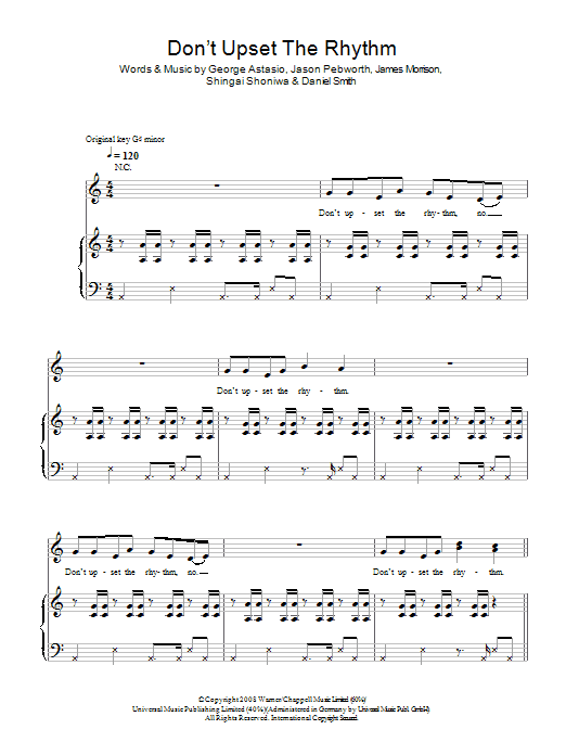 Learn to play Noisettes Don't Upset The Rhythm sheet music for Piano, Vocal & Guitar in minutes. Noisettes Don't Upset The Rhythm sheet music notes and chords. Download Printable PDF.