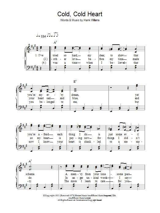 Norah Jones Cold, Cold Heart sheet music notes and chords. Download Printable PDF.