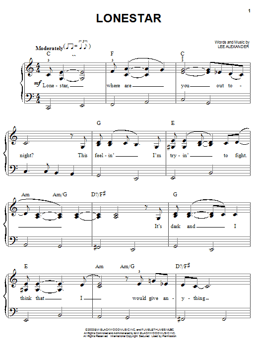 Norah Jones Lonestar sheet music notes and chords. Download Printable PDF.