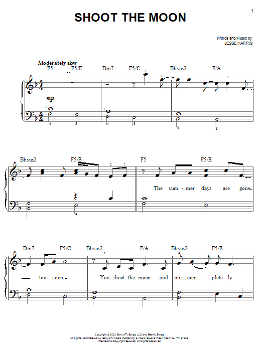 Norah Jones Shoot The Moon sheet music notes and chords. Download Printable PDF.