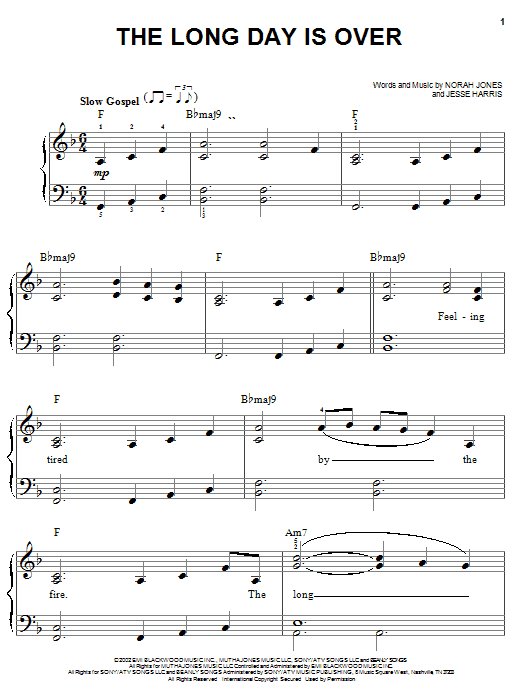 Norah Jones The Long Day Is Over sheet music notes and chords. Download Printable PDF.