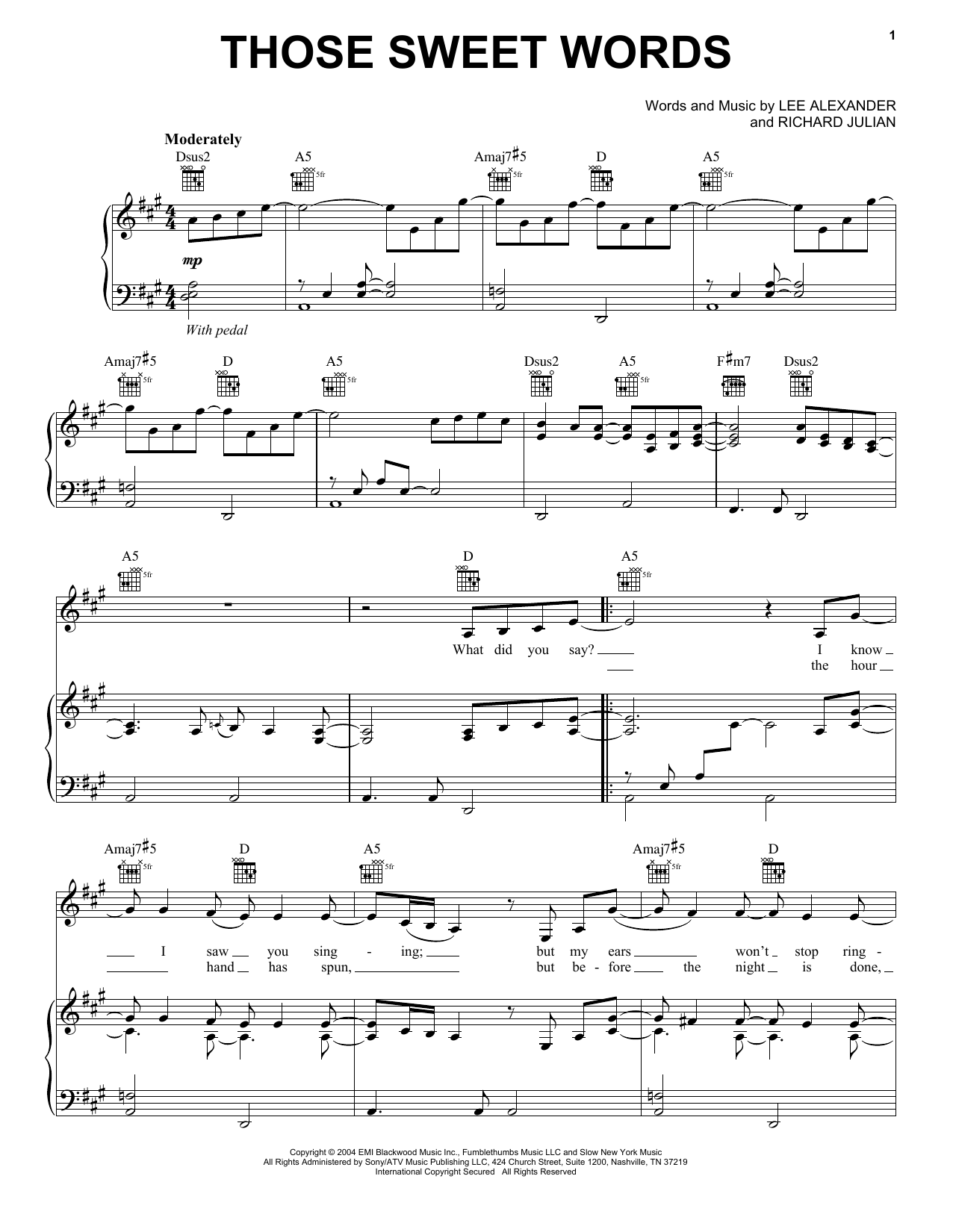 Norah Jones Those Sweet Words sheet music notes and chords. Download Printable PDF.