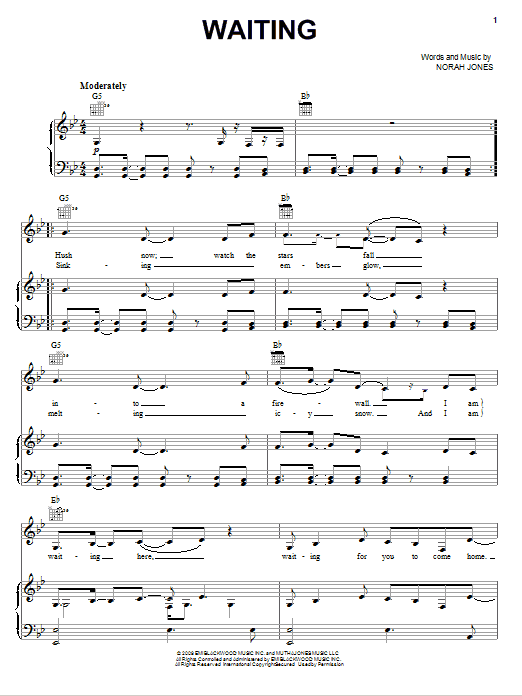 Norah Jones Waiting sheet music notes and chords. Download Printable PDF.