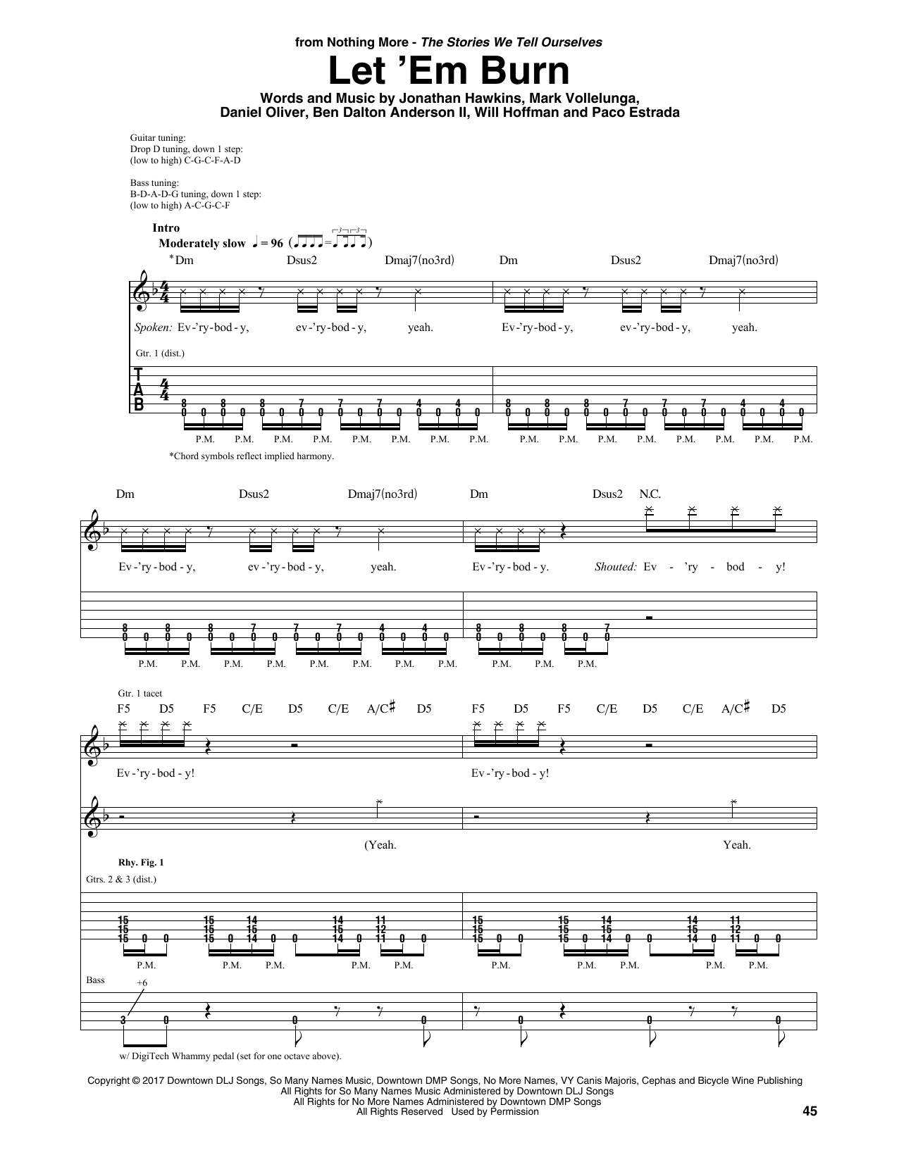 Learn to play Nothing More Let 'Em Burn sheet music for Guitar Rhythm Tab in minutes. Price: 5.9900$ Nothing More Let 'Em Burn sheet music notes and chords arranged for Guitar Rhythm Tab