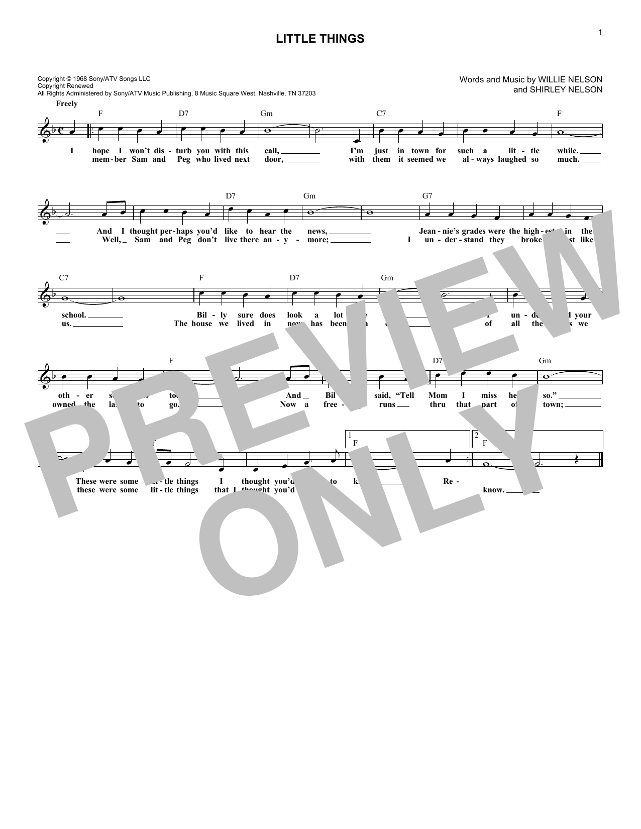 The Oak Ridge Boys Little Things sheet music notes and chords. Download Printable PDF.