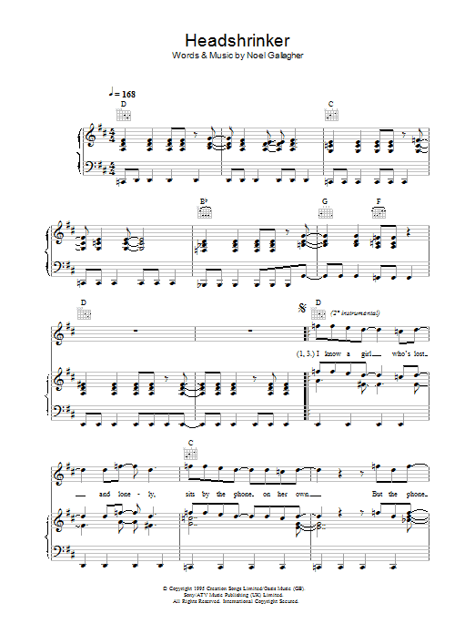 Oasis Headshrinker sheet music notes and chords. Download Printable PDF.