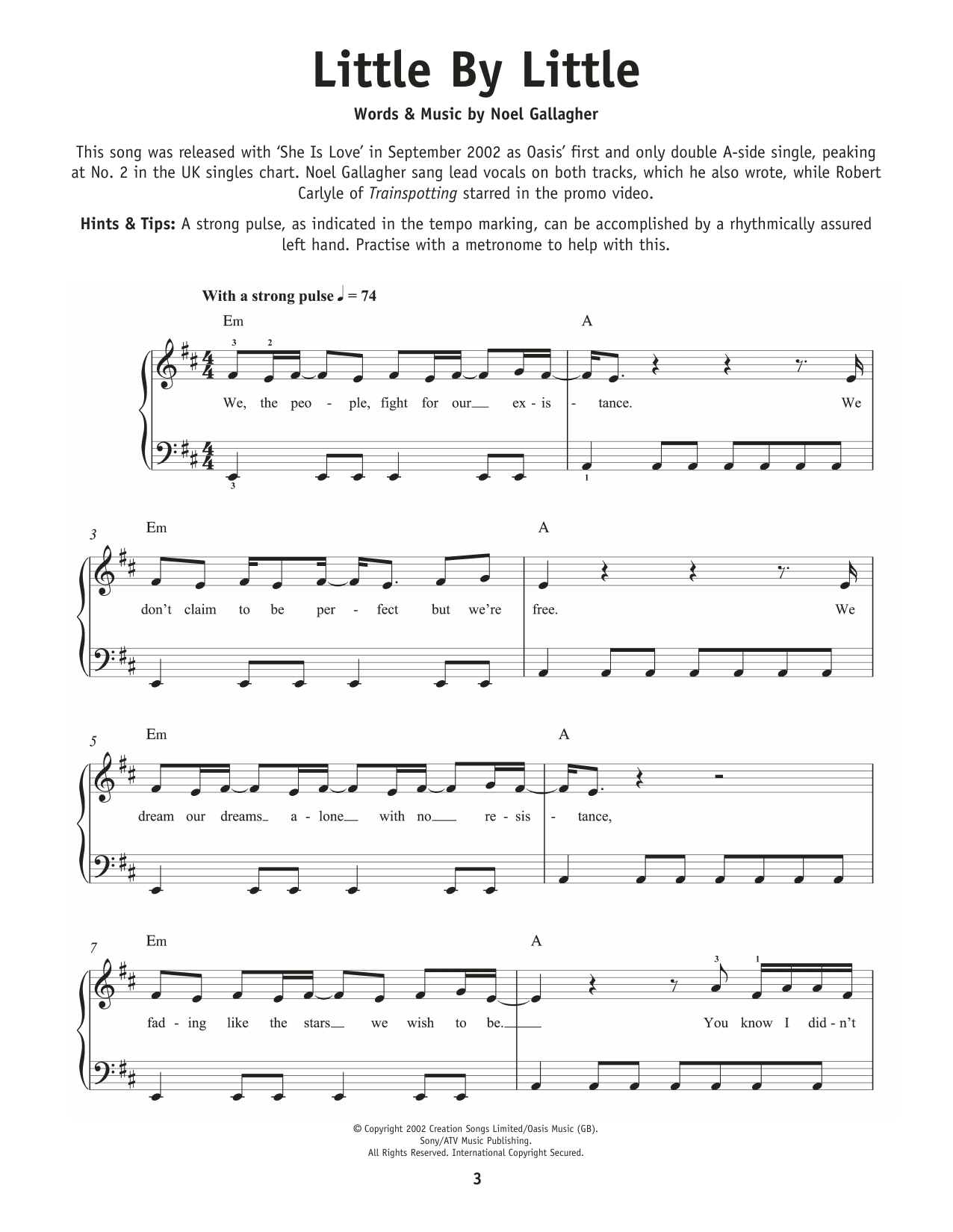 Oasis Little By Little sheet music notes and chords. Download Printable PDF.