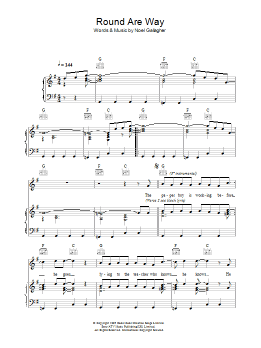 Learn to play Oasis Round Are Way sheet music for Guitar Tab in minutes. Oasis Round Are Way sheet music notes and chords. Download Printable PDF.