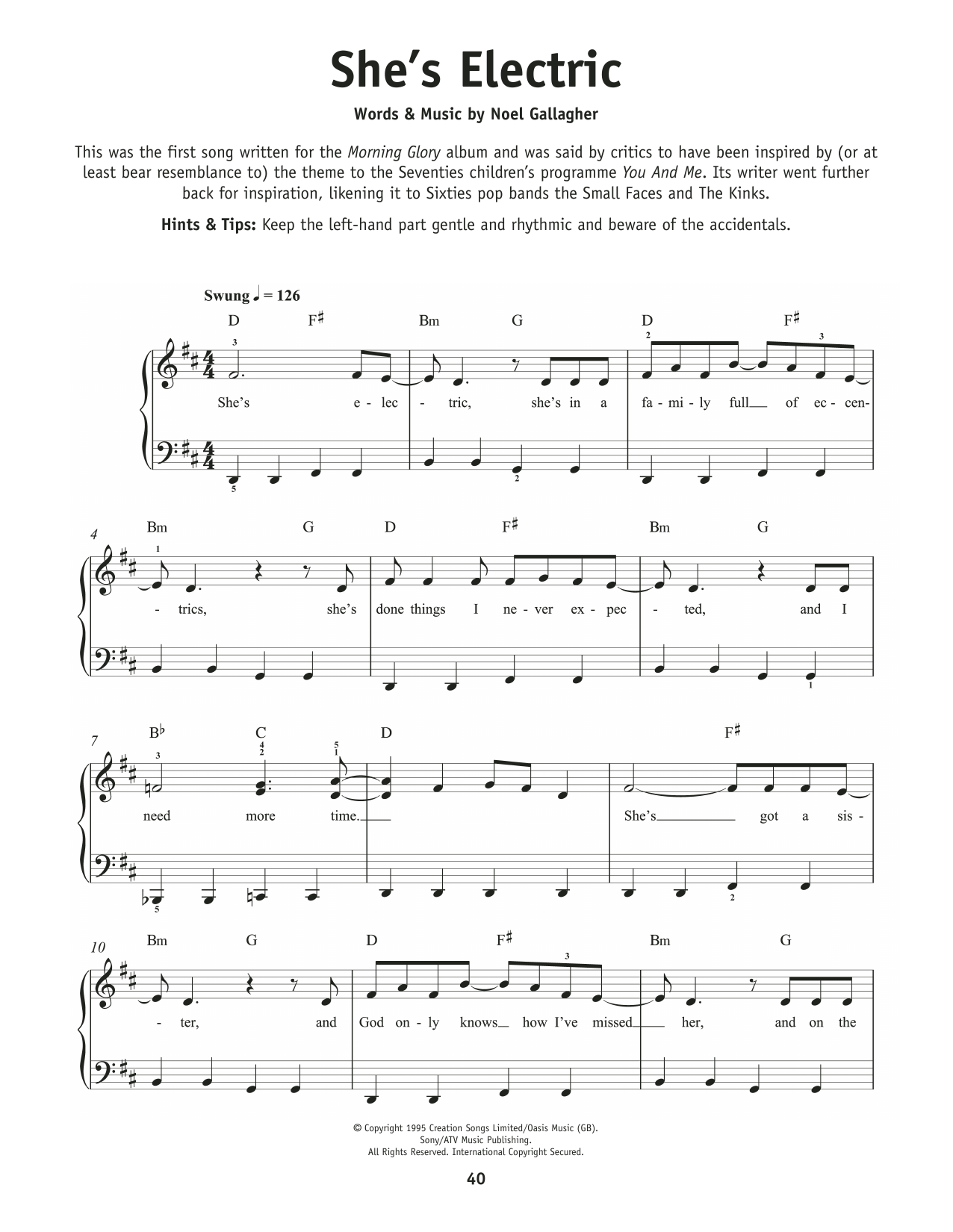 Oasis She's Electric sheet music notes and chords. Download Printable PDF.