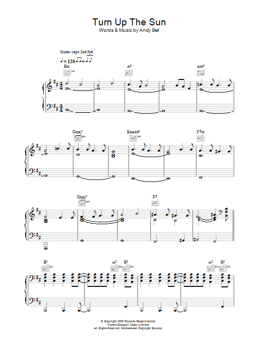 Learn to play Oasis Turn Up The Sun sheet music for Guitar Chords/Lyrics in minutes. Oasis Turn Up The Sun sheet music notes and chords