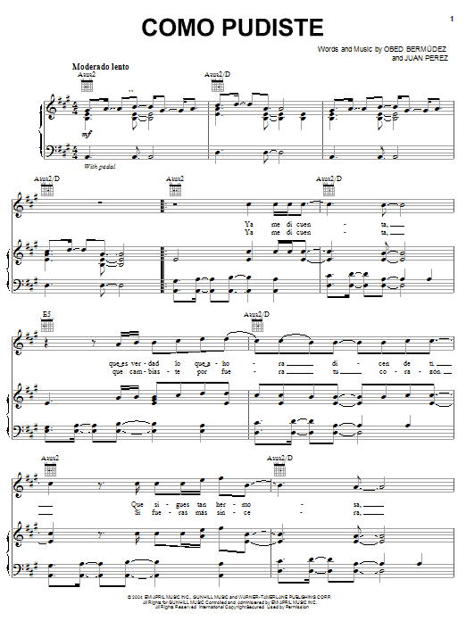 Obie Bermudez Como Pudiste sheet music notes and chords. Download Printable PDF.