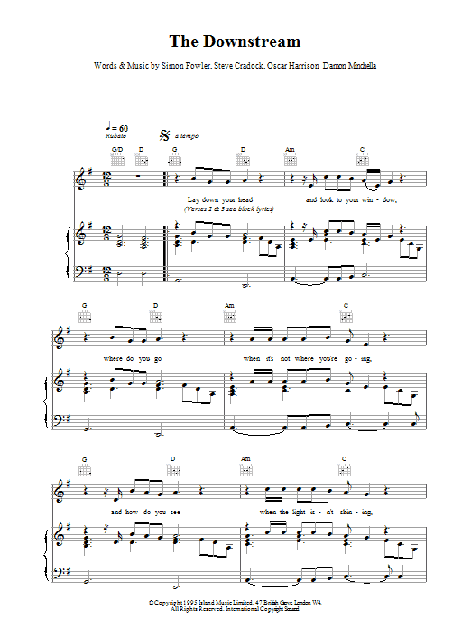 Ocean Colour Scene The Downstream sheet music notes and chords - Download Printable PDF and start playing in minutes.