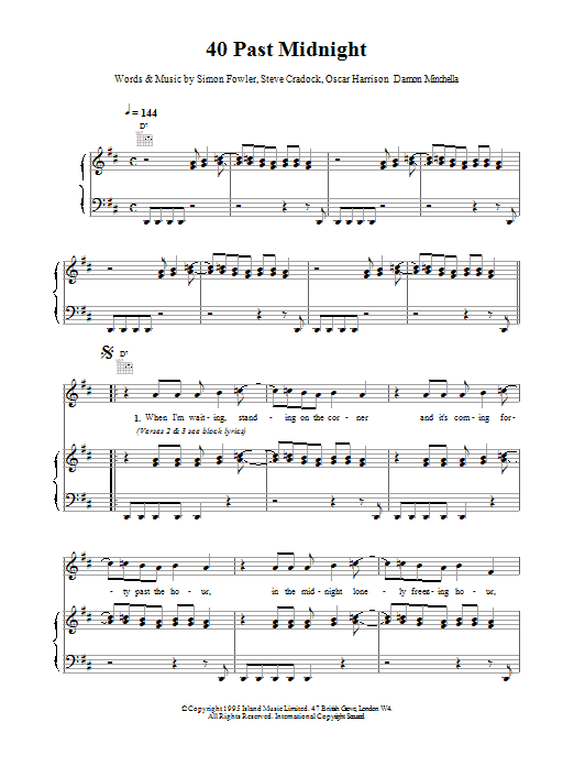 Ocean Colour Scene 40 Past Midnight sheet music notes and chords. Download Printable PDF.