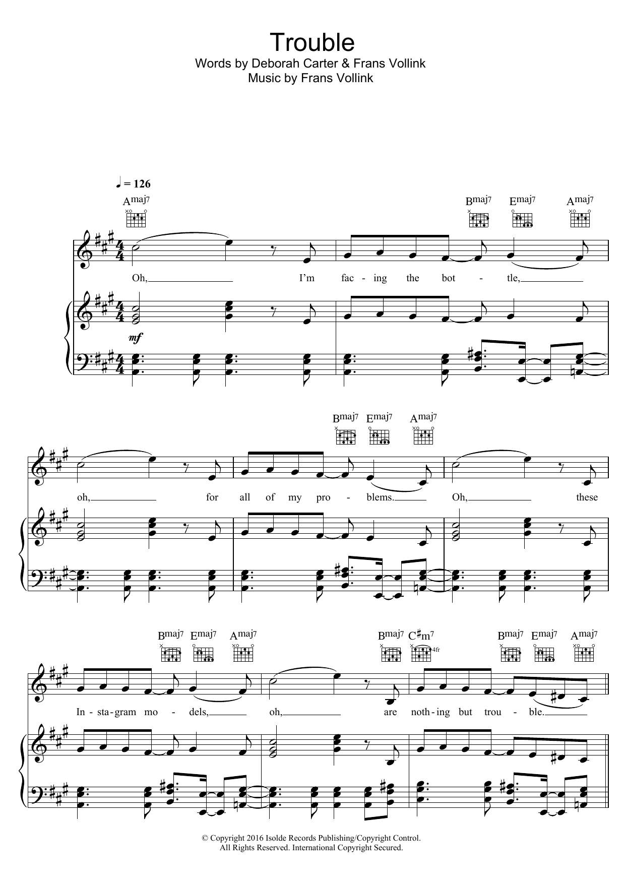 Offaiah 'Trouble' Sheet Music, Chords & Lyrics | Download.