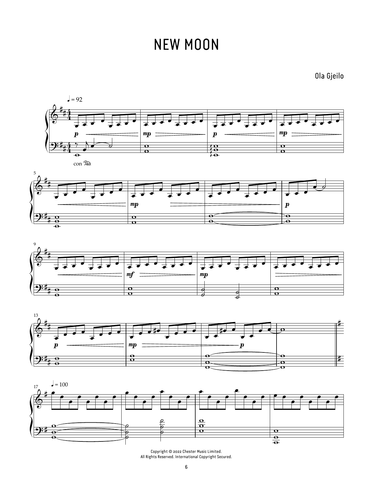 Ola Gjeilo New Moon sheet music notes and chords. Download Printable PDF.