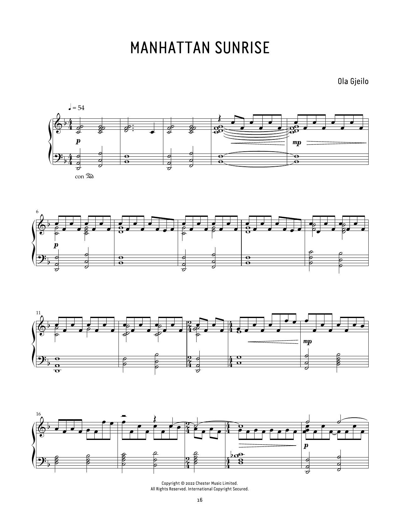 Ola Gjeilo Manhattan Sunrise sheet music notes and chords. Download Printable PDF.