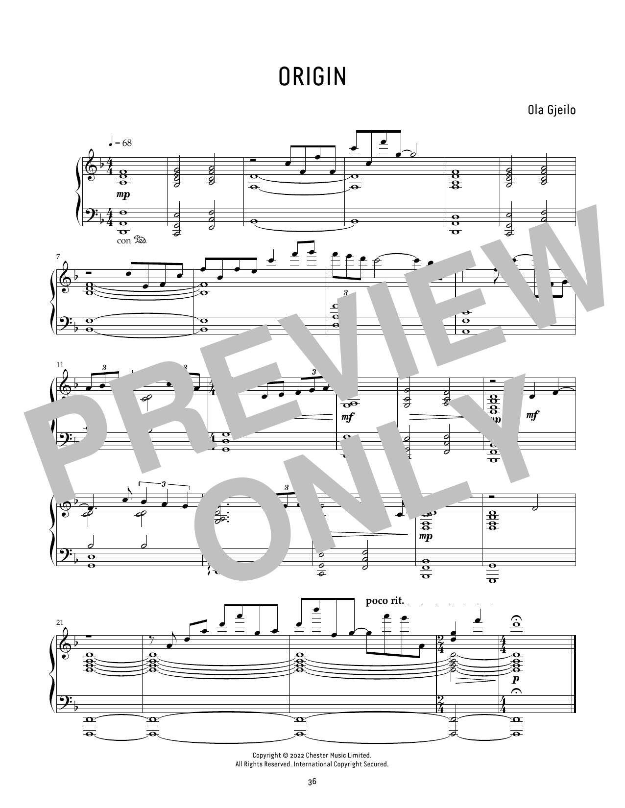 Ola Gjeilo Origin sheet music notes and chords. Download Printable PDF.