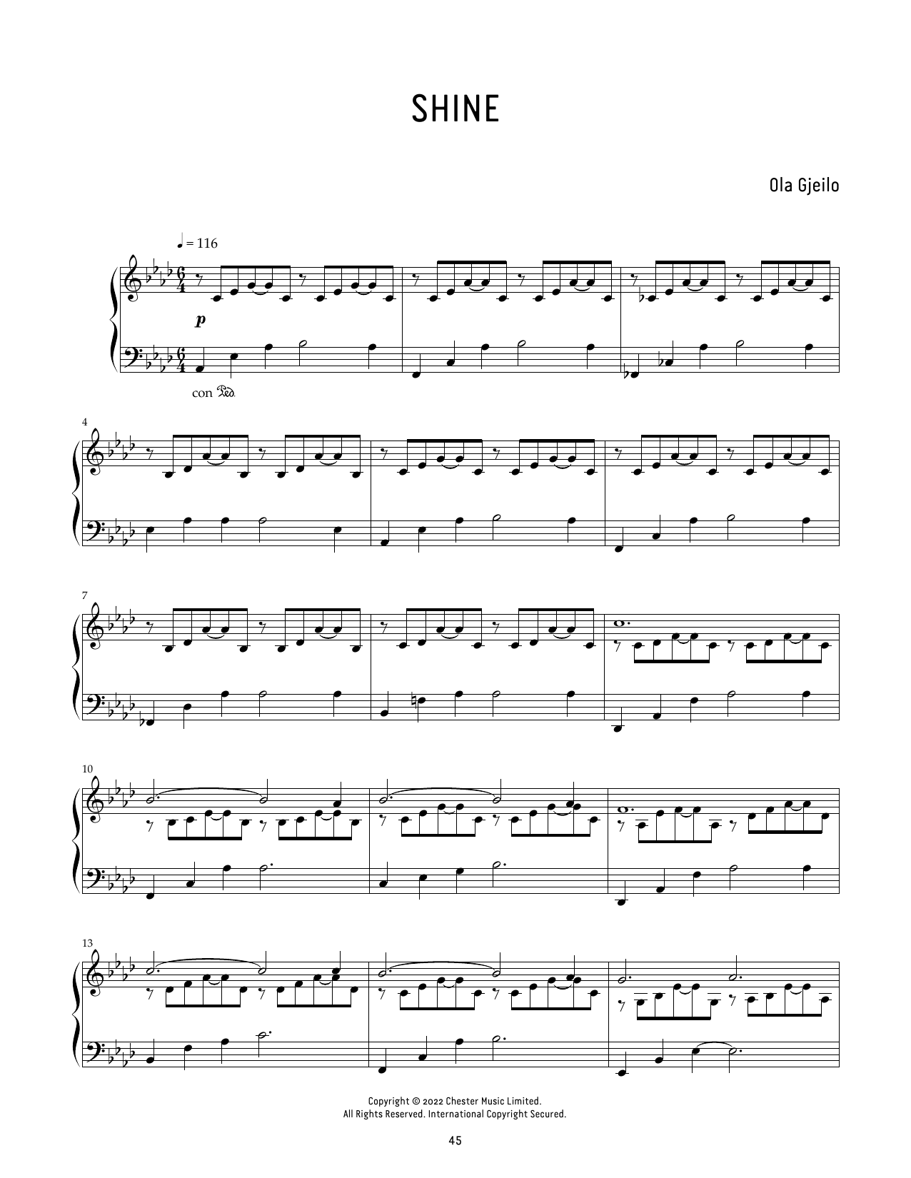 Ola Gjeilo Shine sheet music notes and chords. Download Printable PDF.