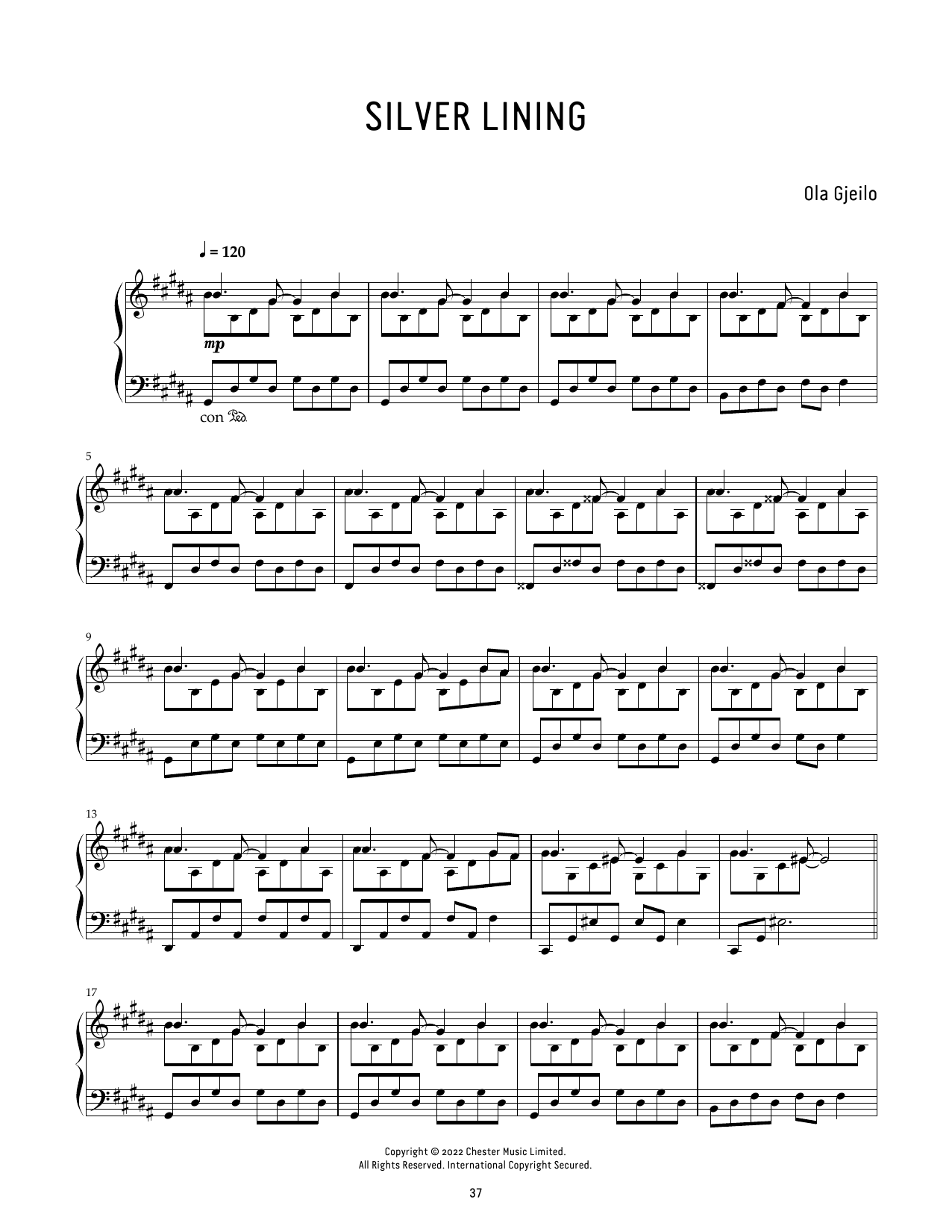 Ola Gjeilo Silver Lining sheet music notes and chords. Download Printable PDF.