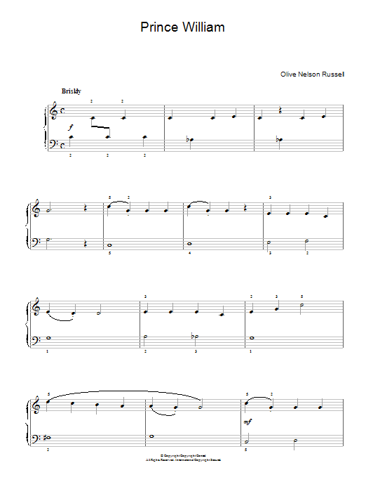 Olive Nelson Russell Prince William sheet music notes and chords. Download Printable PDF.