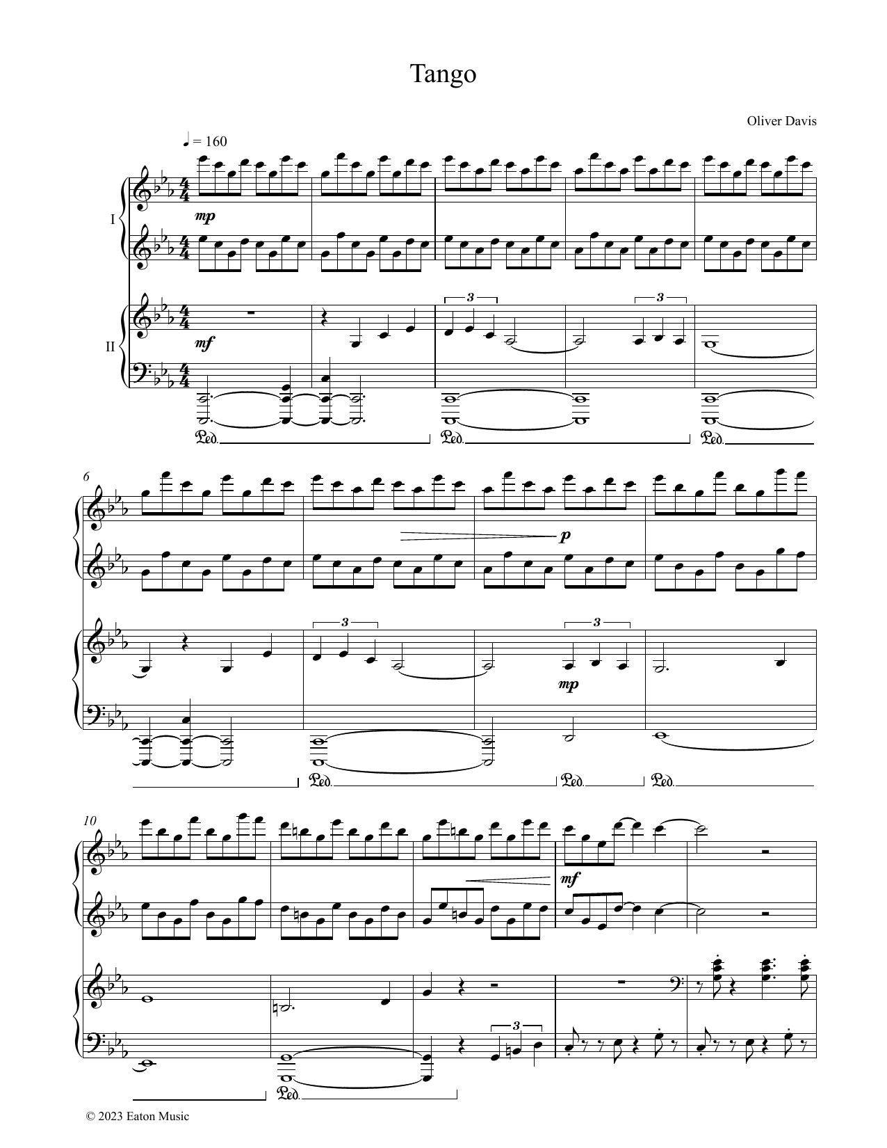 Oliver Davis Tango sheet music notes and chords. Download Printable PDF.