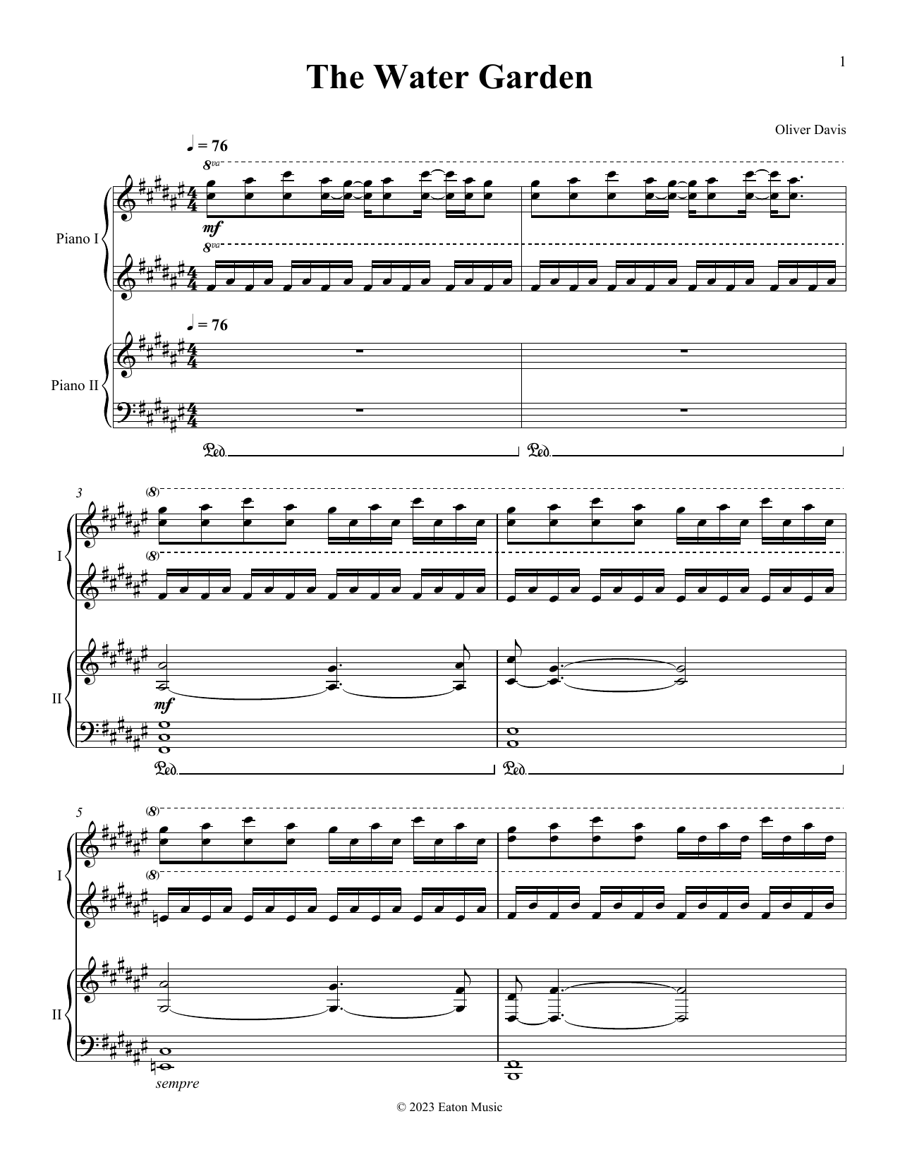 Oliver Davis The Water Garden sheet music notes and chords. Download Printable PDF.