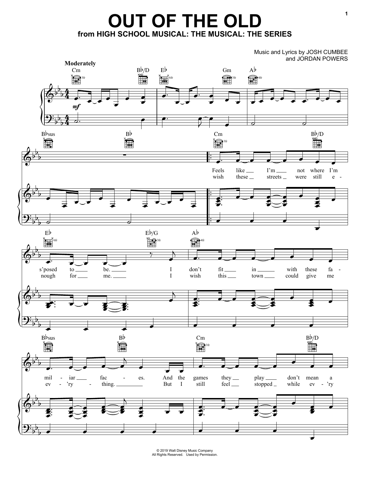 Learn to play Olivia Rodrigo Out Of The Old (from High School Musical: The Musical: The Series) sheet music for Piano, Vocal & Guitar (Right-Hand Melody) in minutes. Olivia Rodrigo Out Of The Old (from High School Musical: The Musical: The Series) sheet music notes and chords. Download Printable PDF.