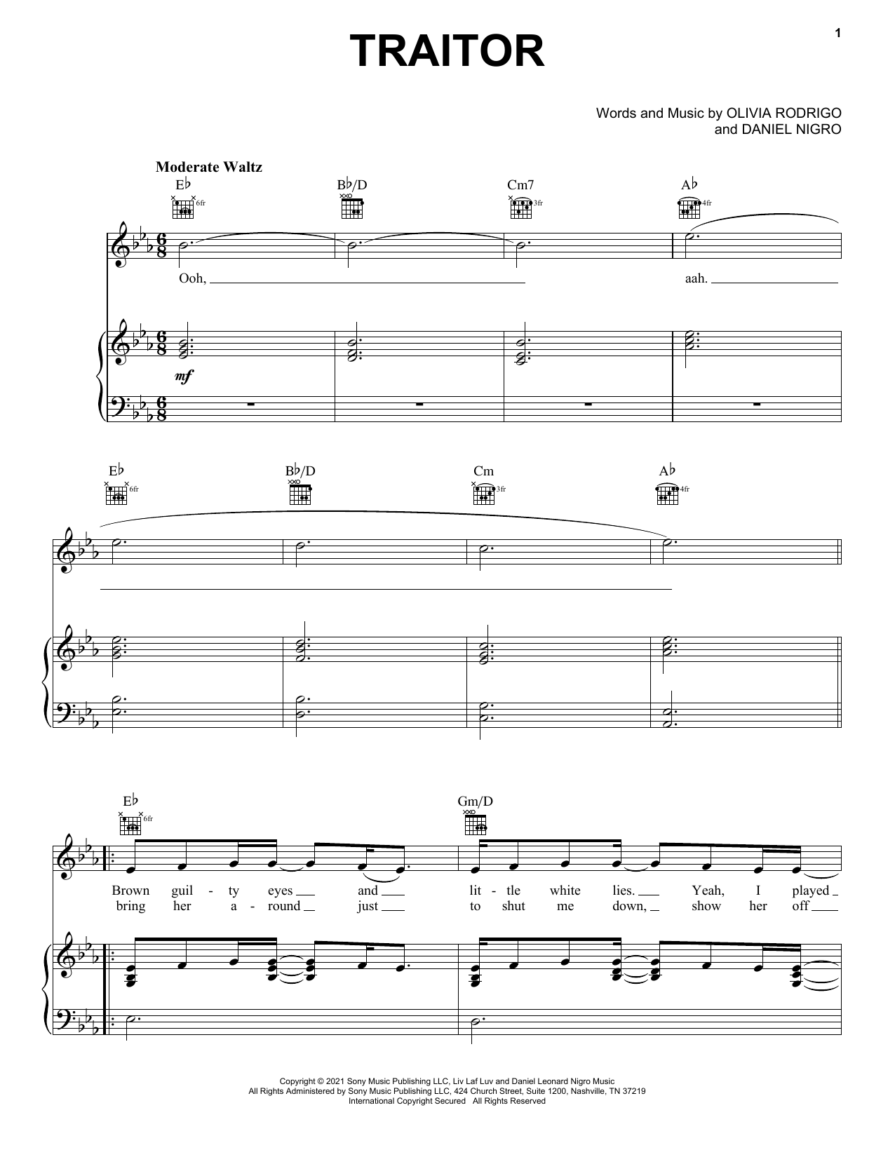 Traitor Tab de uke por Olivia Rodrigo - Ukulele Tabs