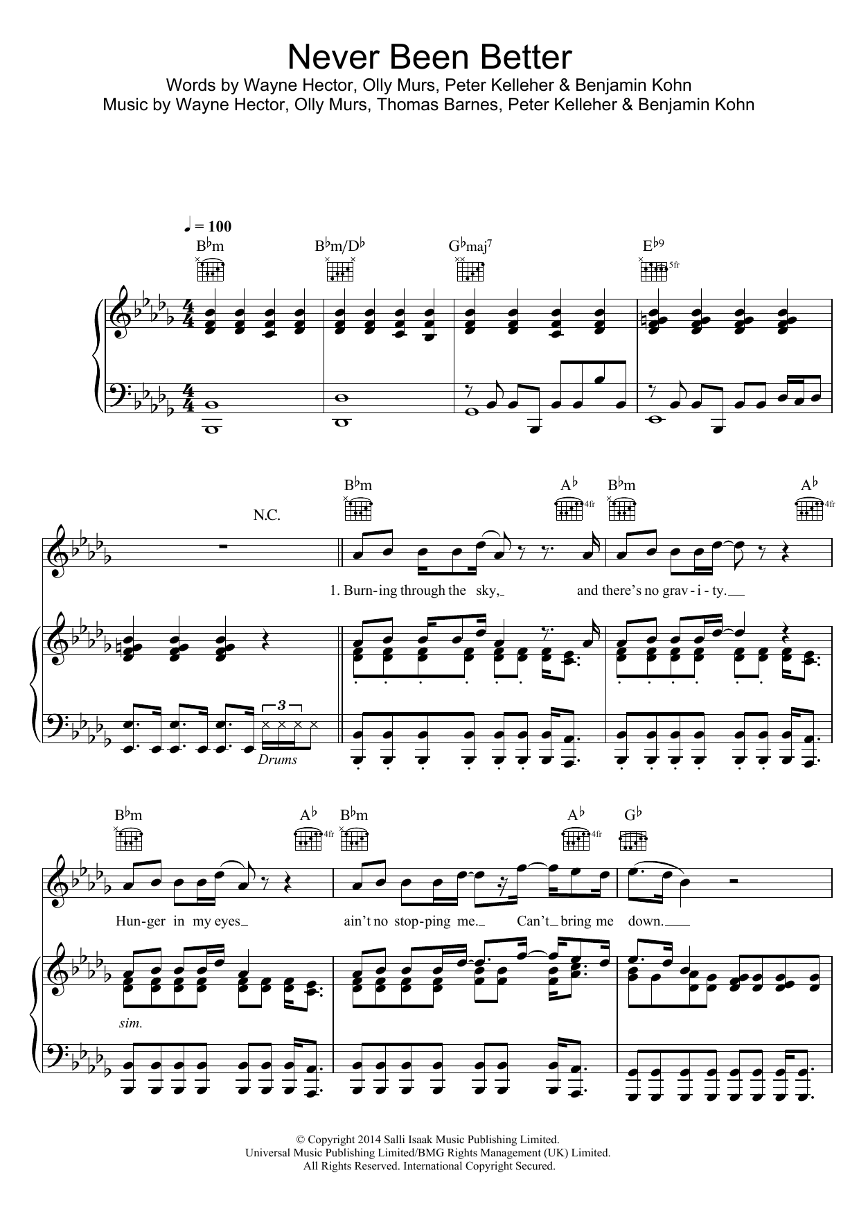 Olly Murs Never Been Better sheet music notes and chords. Download Printable PDF.