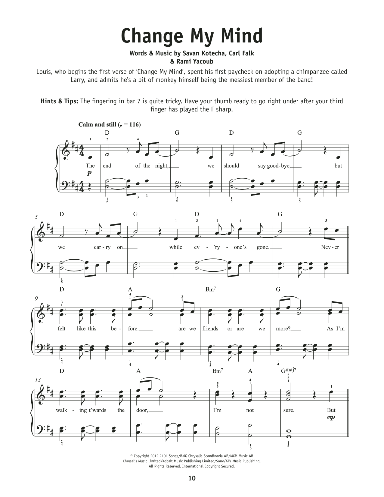 One Direction Change My Mind sheet music notes and chords. Download Printable PDF.