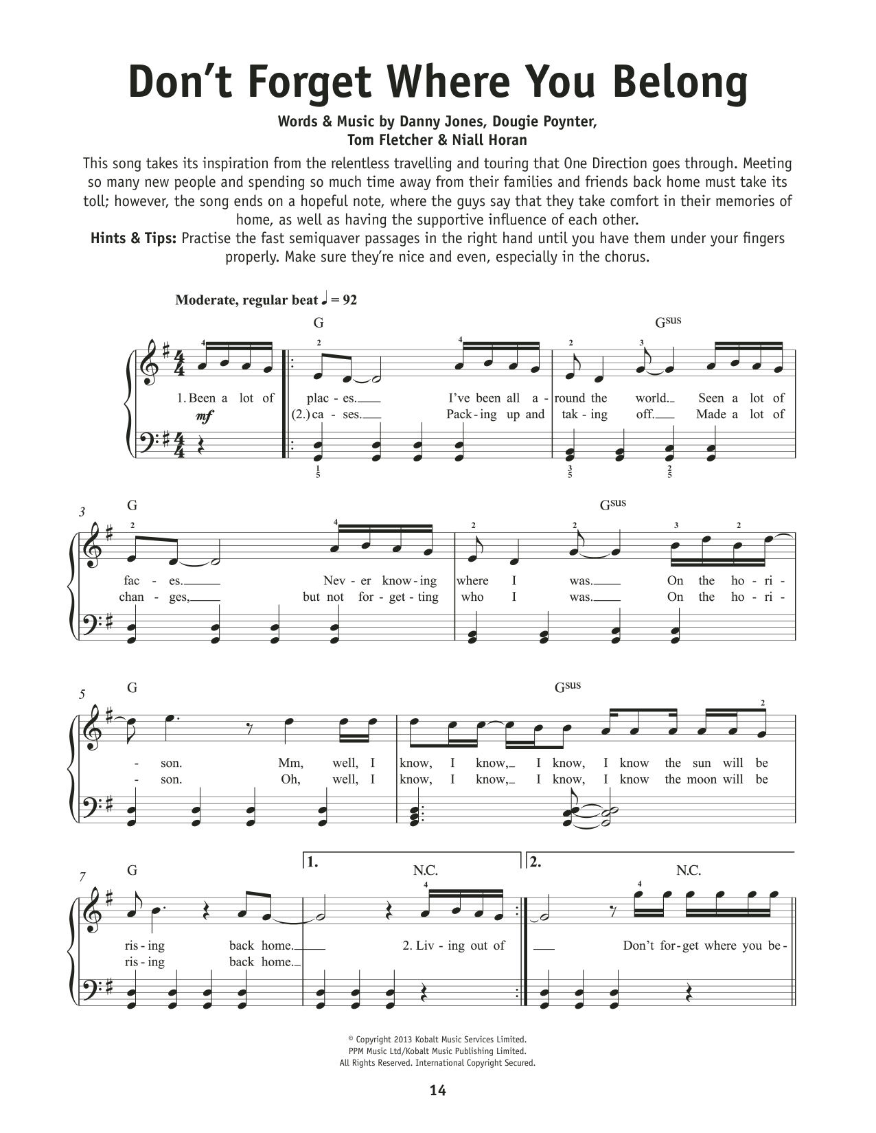 One Direction Don't Forget Where You Belong sheet music notes and chords. Download Printable PDF.