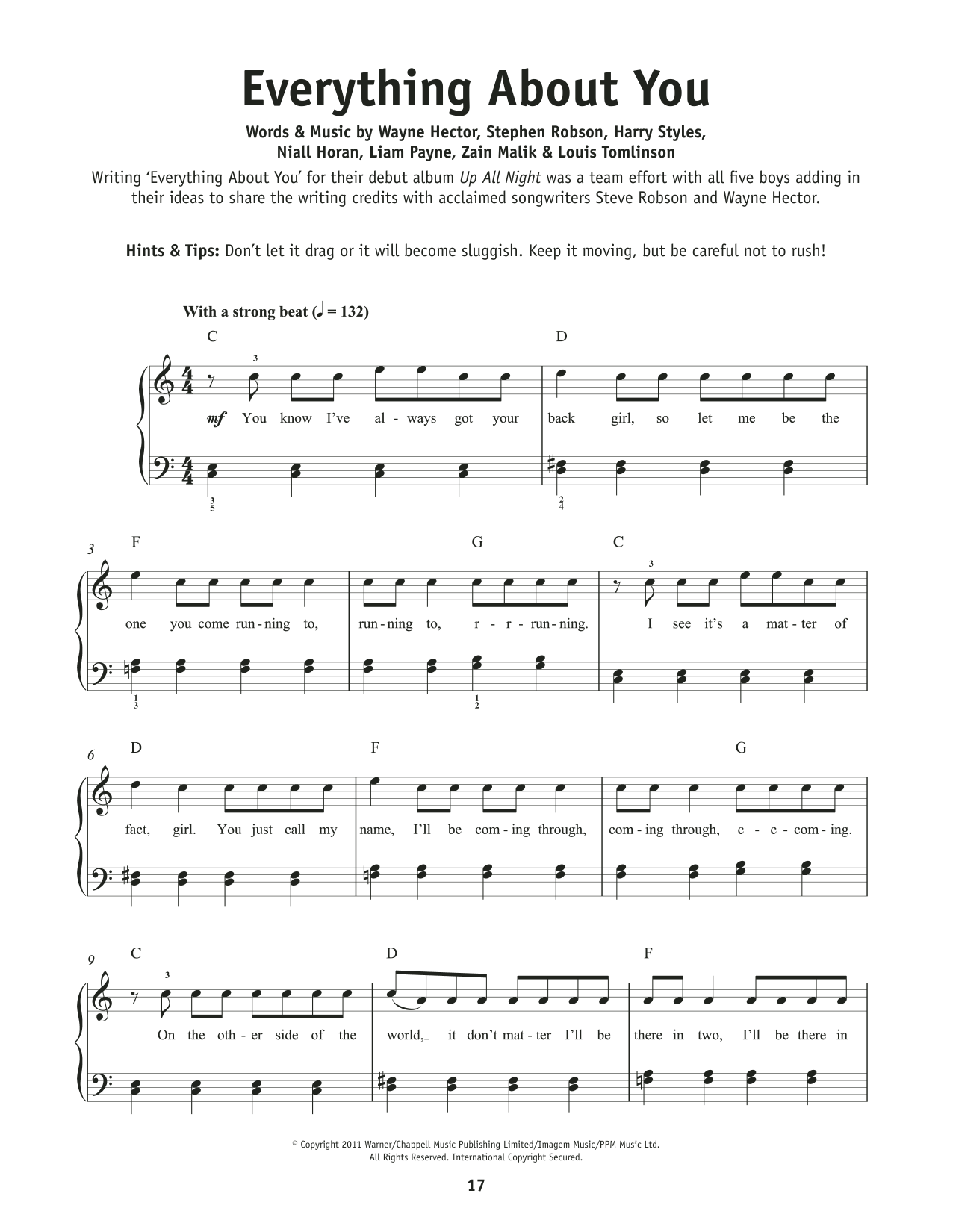 One Direction Everything About You sheet music notes and chords. Download Printable PDF.