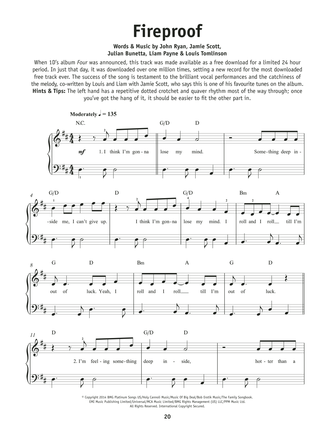 One Direction Fireproof sheet music notes and chords. Download Printable PDF.