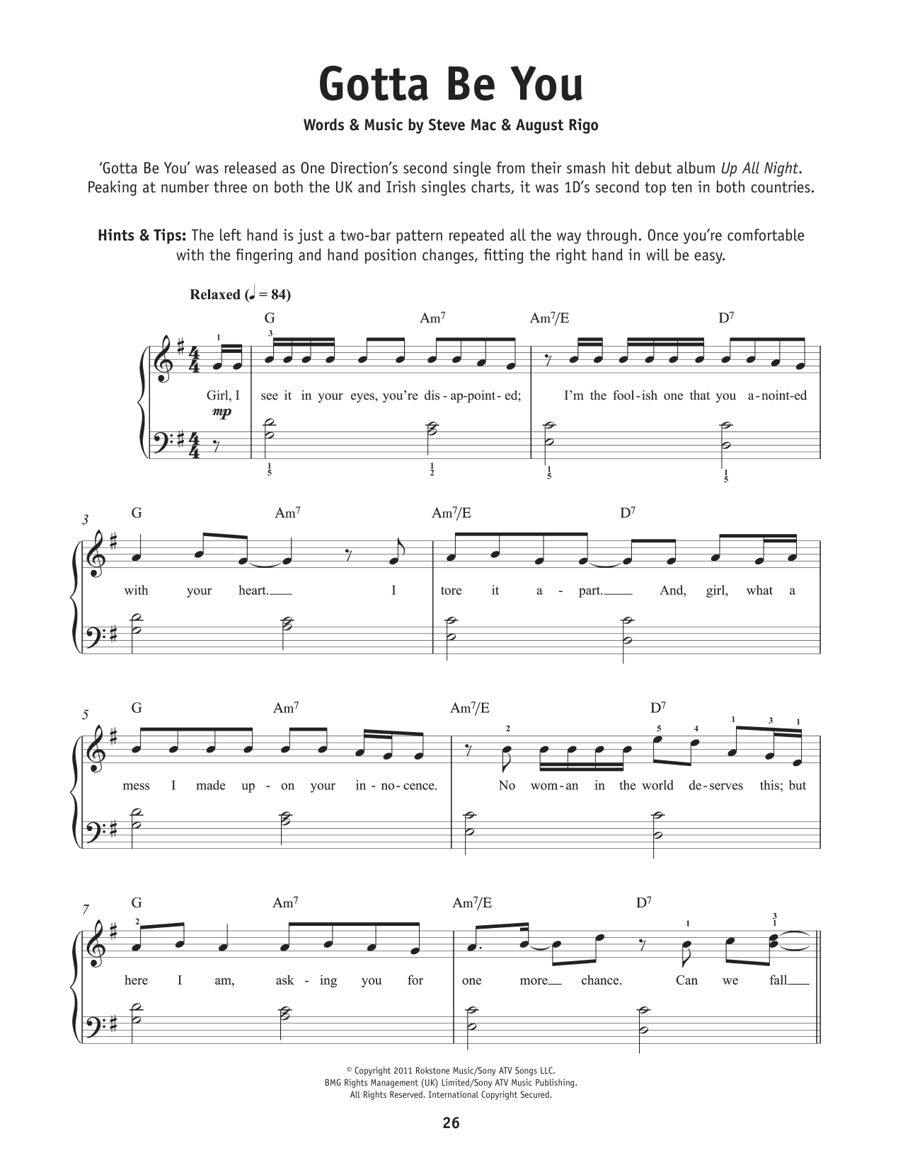 One Direction Gotta Be You sheet music notes and chords. Download Printable PDF.