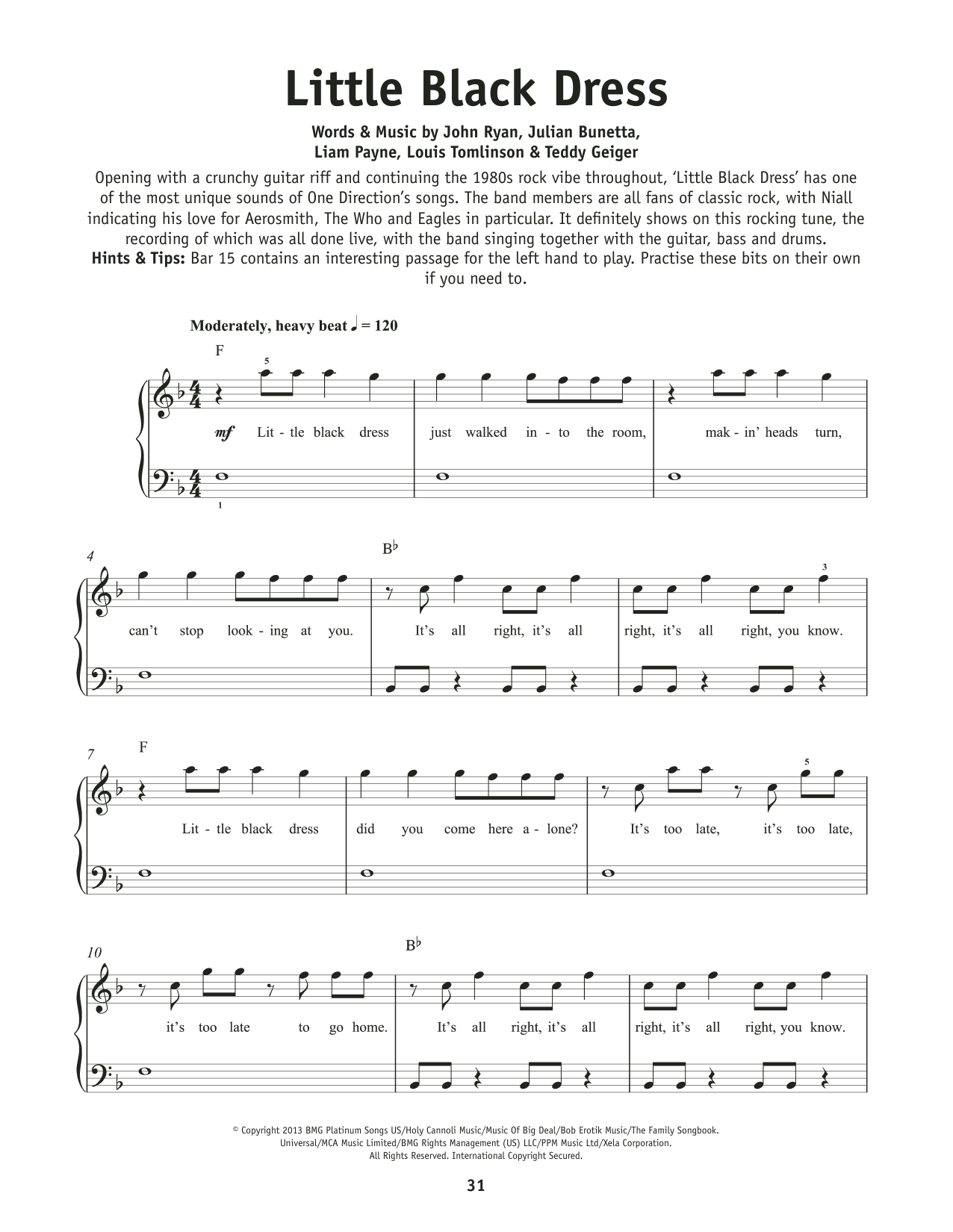 One Direction Little Black Dress sheet music notes and chords. Download Printable PDF.