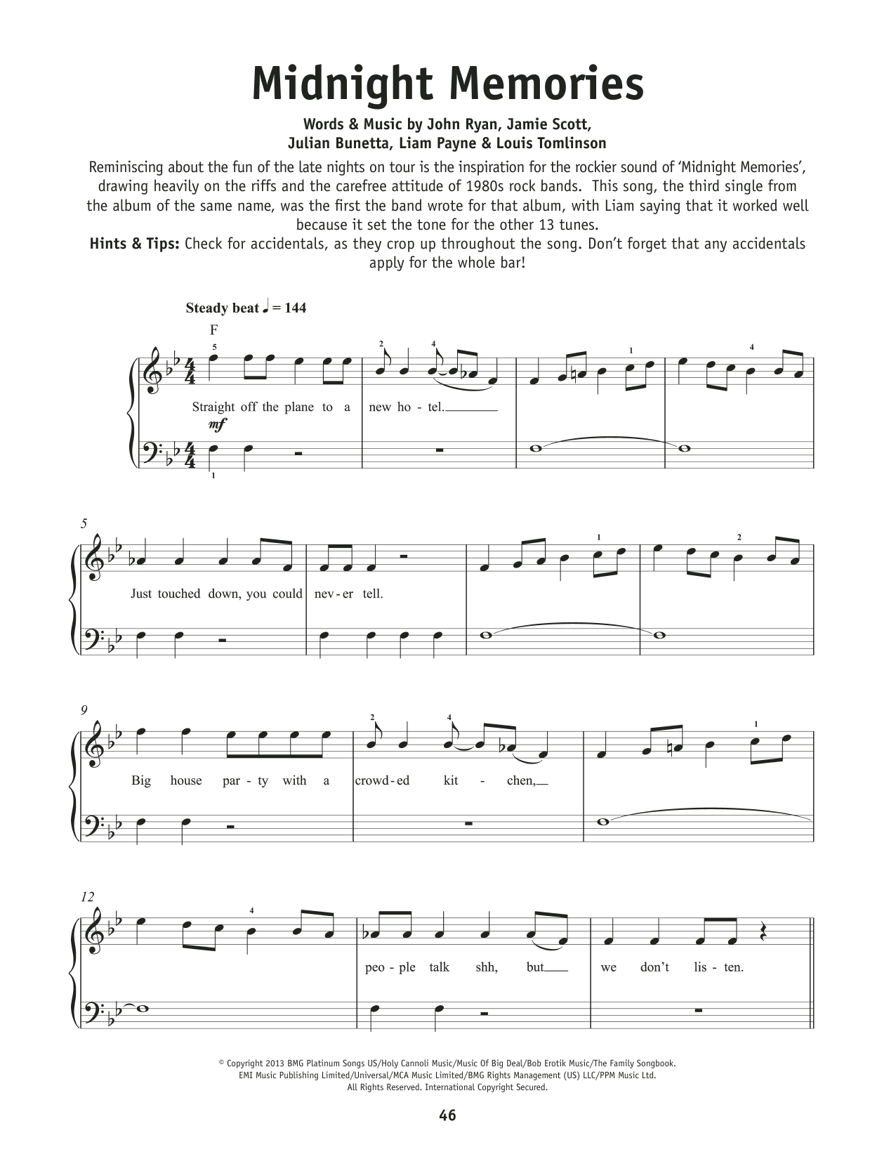 One Direction Midnight Memories sheet music notes and chords. Download Printable PDF.