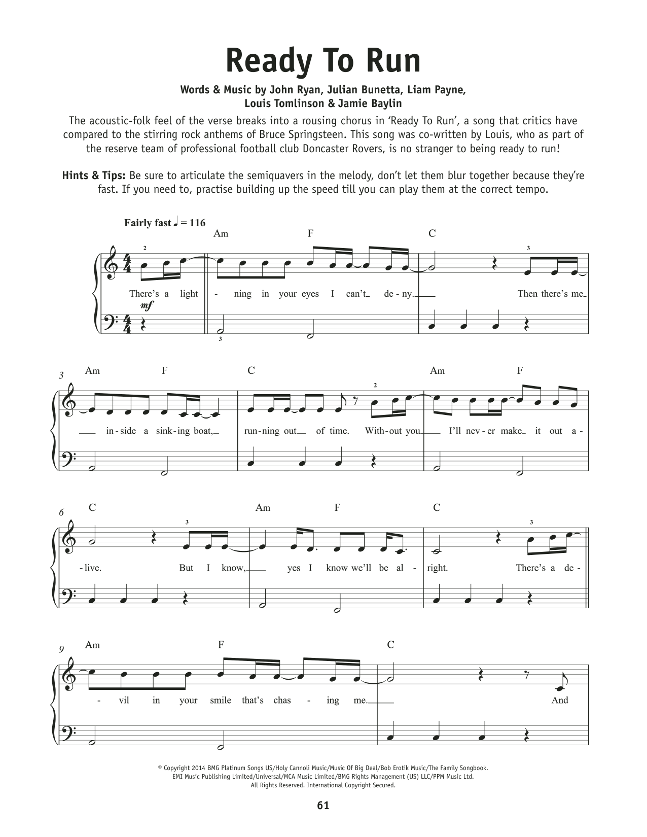 One Direction Ready To Run sheet music notes and chords. Download Printable PDF.