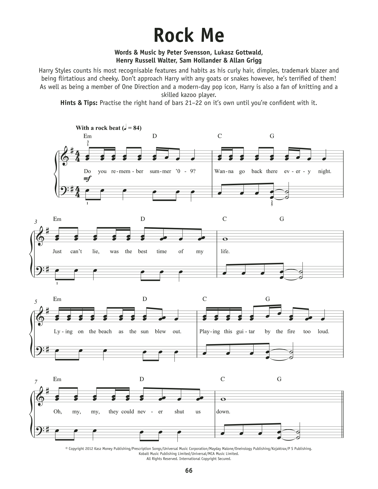 One Direction Rock Me sheet music notes and chords. Download Printable PDF.