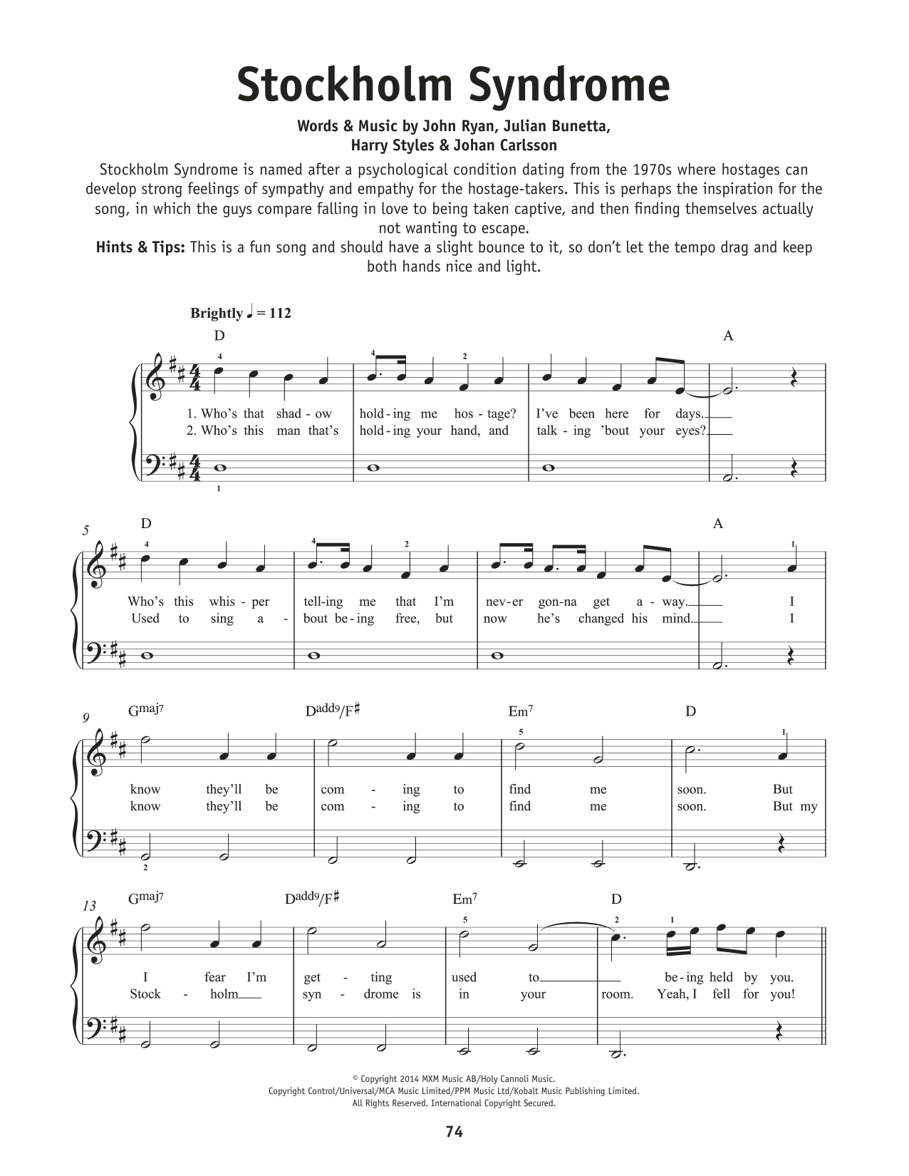 One Direction Stockholm Syndrome sheet music notes and chords. Download Printable PDF.