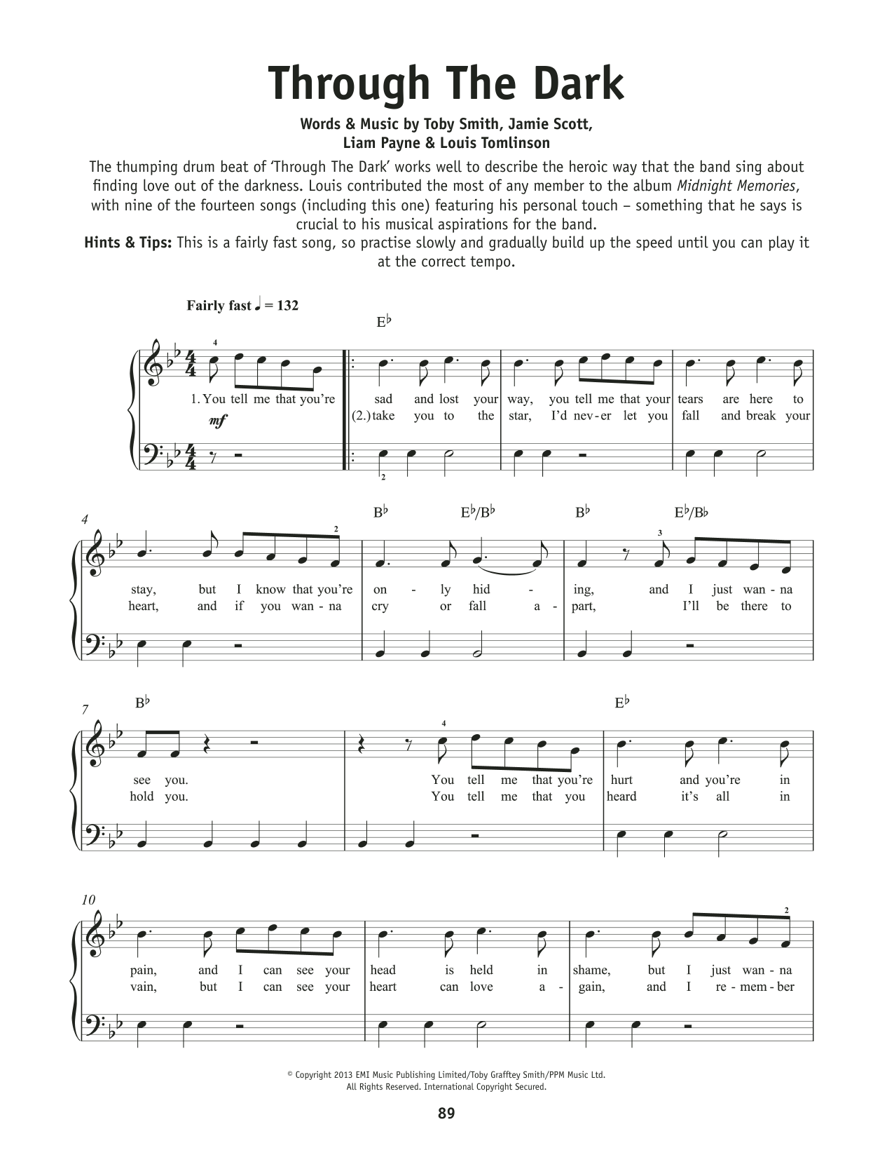 One Direction Through The Dark sheet music notes and chords. Download Printable PDF.